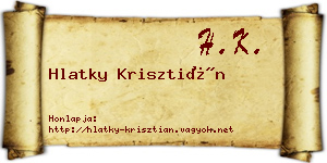 Hlatky Krisztián névjegykártya